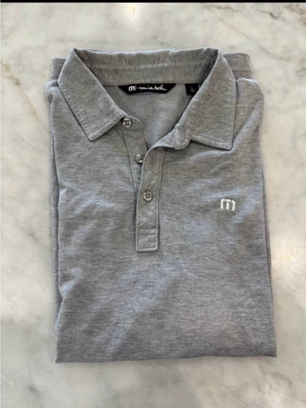 Travis Mathew Men's Light Gray Polo with Embroidered Logo